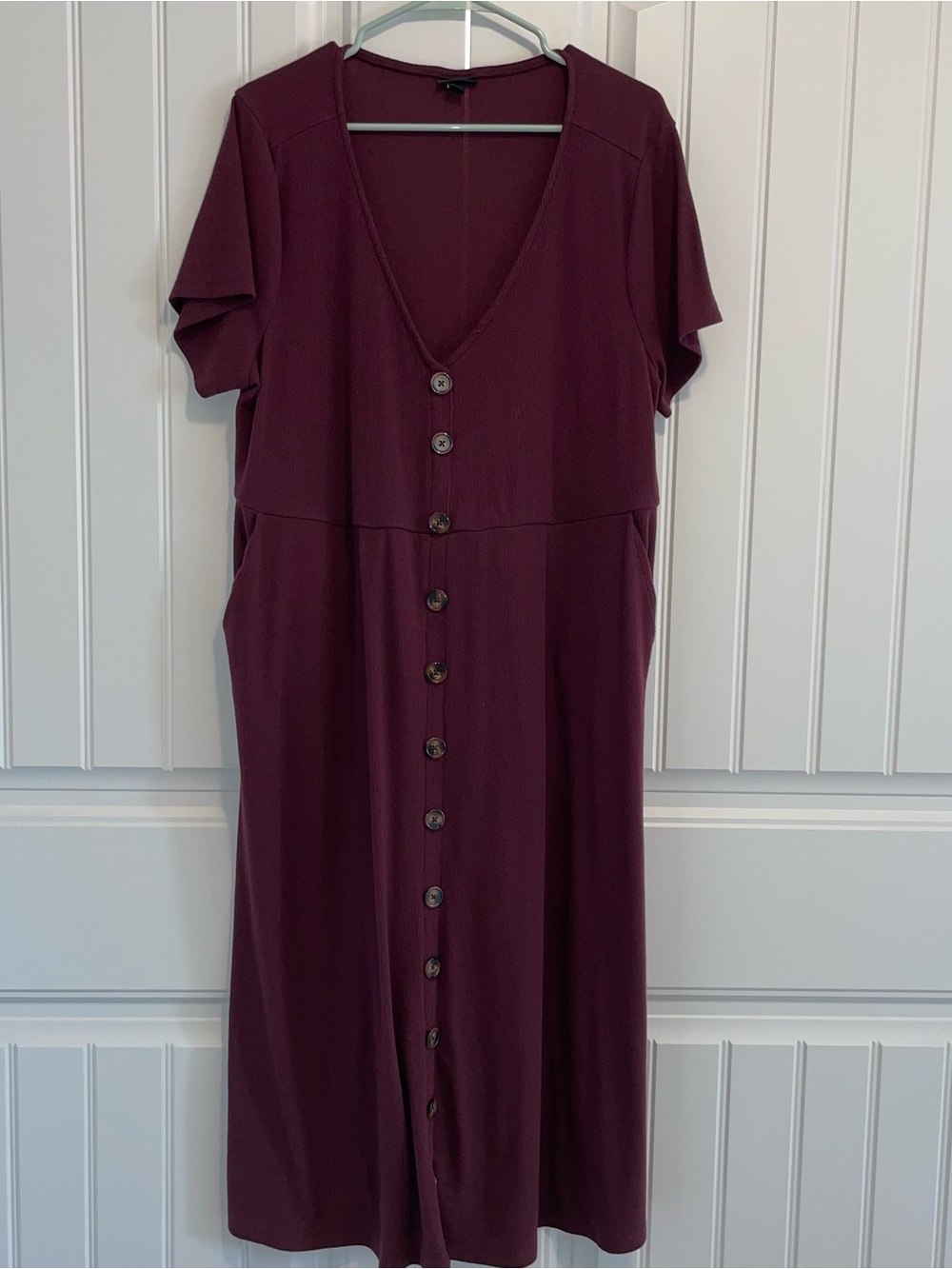 torrid Burgundy Button-Front V-Neck Maxi Dress
